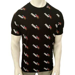 NWT PUMA MSRP $42.99 LOVE WINS AOP MEN'S BLACK CREW NECK SHORT SLEEVE T-SHIRT